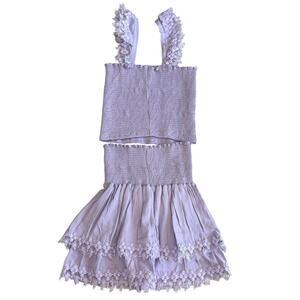 PEIXOTO Girls Smocked Tiered Miniskirt Set Purple Size Large NWOT